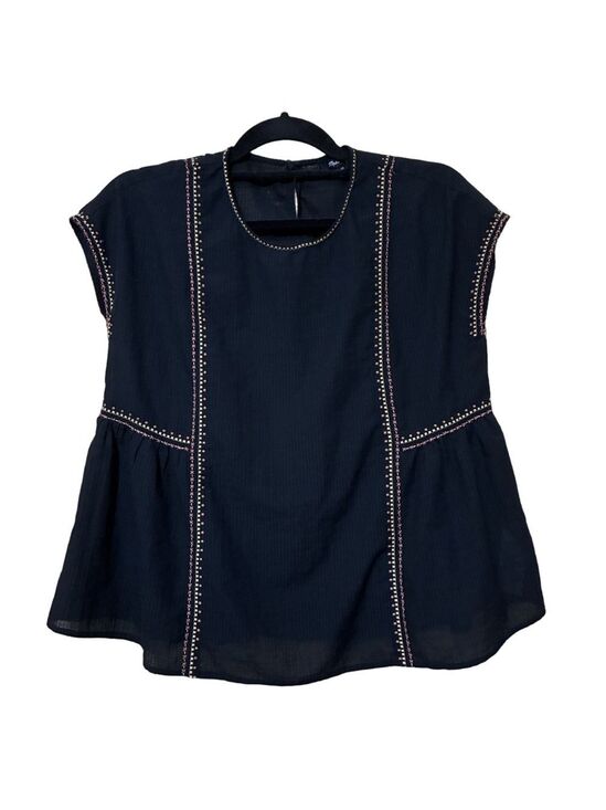 Madewell Tops - Madewell Sleeveless Boho Blouse Women’s XS Black Textured Top